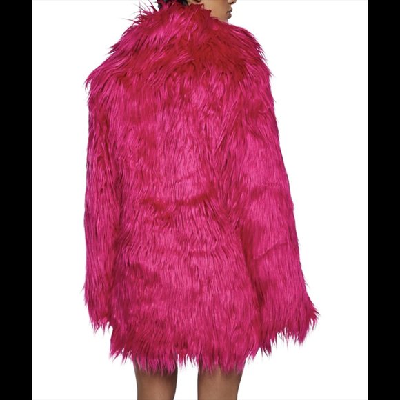 NWT🩷 HOT PINK Faux Fur Coat Coachella Sold Out on Website - Picture 6 of 7